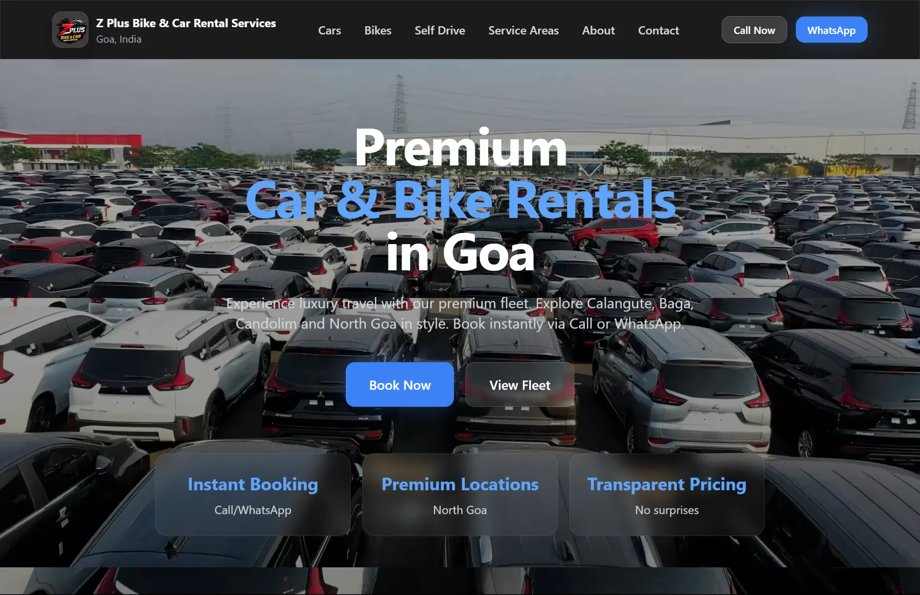 Zplus Car Rental website cover