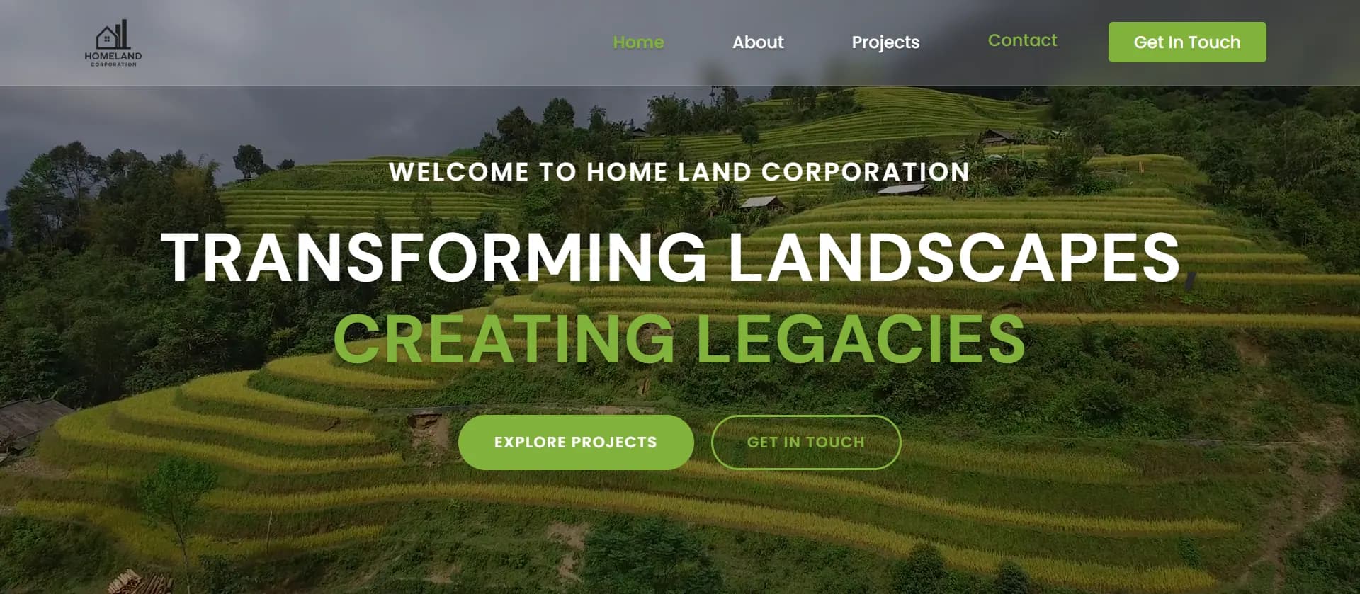 Homeland Corporation website cover